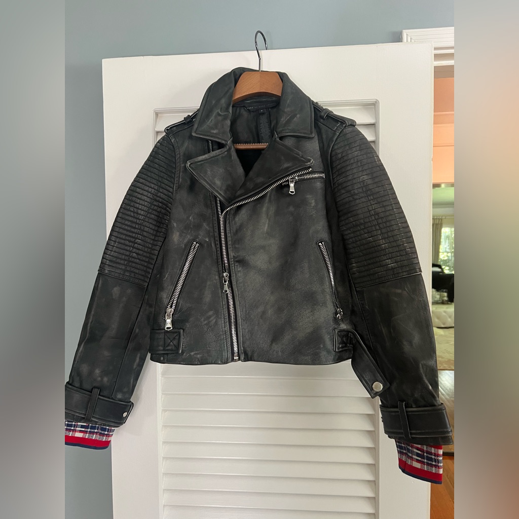 Marc Jacobs Oversized Black Leather Biker Jacket
